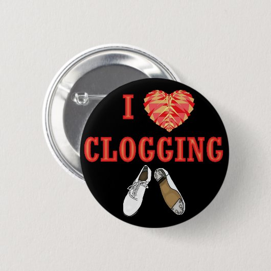 私は大きい靴の踊りのハートを詰らせることを愛します 缶バッジ (正面&裏面)