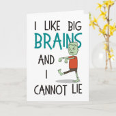 "私は大きい頭脳"のかわいいゾンビのハロウィンカード好みます カード (黄色い花)
