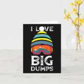 私は大きなダンプ雪クール降りスキー帽子クリックが大好き カード (黄色い花)