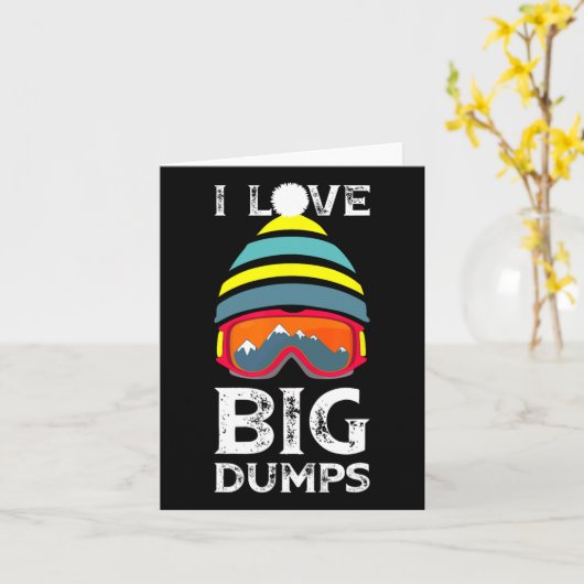 私は大きなダンプ雪クール降りスキー帽子クリックが大好き カード (黄色い花)