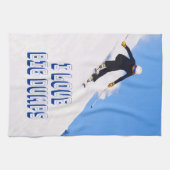 私は大きなダンプ雪スキー下り坂が大好き キッチンタオル (横)