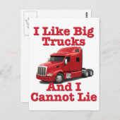 私は大きなトラックが好きで、ペテルビルトは嘘をつかない ポストカード (正面/裏面)