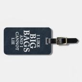 私は大きなバッグが好きでブルーレザーが嘘フェイクつかない ラゲッジタグ (正面横)