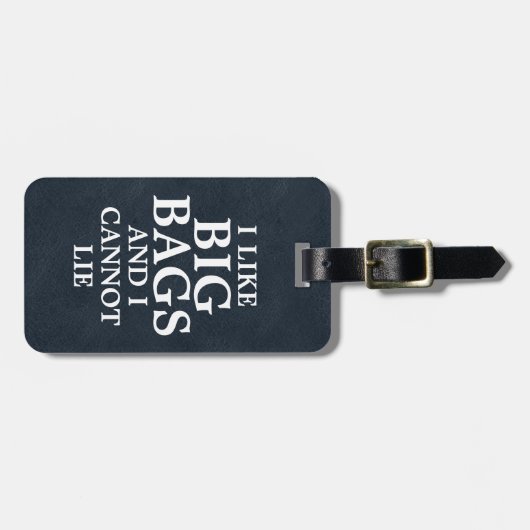 私は大きなバッグが好きでブルーレザーが嘘フェイクつかない ラゲッジタグ (正面横)