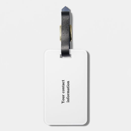 私は大きなバッグが好きでブルーレザーが嘘フェイクつかない ラゲッジタグ (裏面縦)