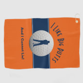 私は大きなパットのゴルフユーモアおもしろいオレンジブルーが好き ゴルフタオル (横)