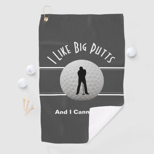 私は大きなパットゴルフユーモアおもしろい灰色の白が好き ゴルフタオル (インサイチュ)
