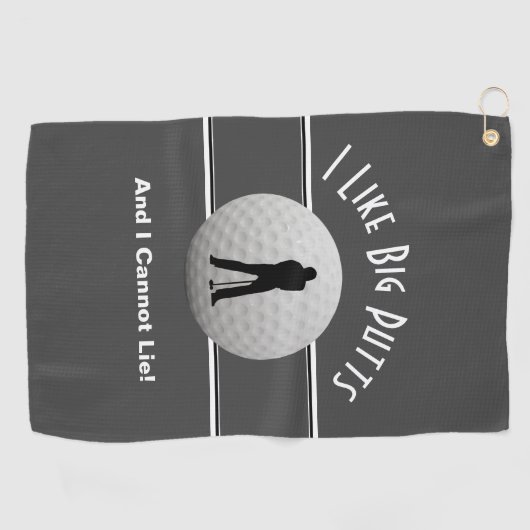 私は大きなパットゴルフユーモアおもしろい灰色の白が好き ゴルフタオル (横)