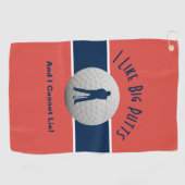 私は大きなパットゴルフユーモアおもしろい赤ブルーが好き ゴルフタオル (横)