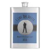 私は大きなパットゴルフユーモア引用文モノグラムのブルー フラスク (正面)