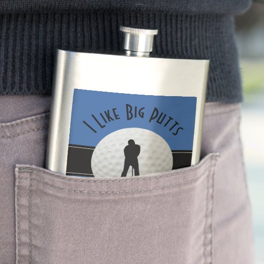 私は大きなパットゴルフユーモア引用文モノグラムのブルー フラスク (インサイチュ)