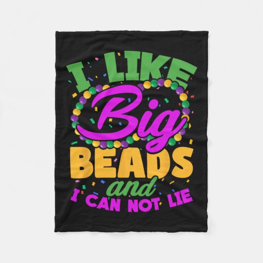 私は大きなビーズが好きで、マルディグラおもしろいスは嘘が無い フリースブランケット (正面)