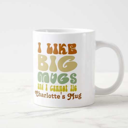 私は大きなマグカップが好きで嘘をつけないパーソナライズされた ジャンボコーヒーマグカップ (右)