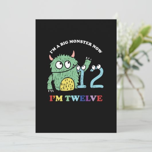 私は大きなモンスター今12歳の誕生日パーティギフト 招待状 (スタンド正面)