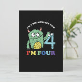 私は大きなモンスター今4歳の誕生日パーティギフト 招待状 (スタンド正面)