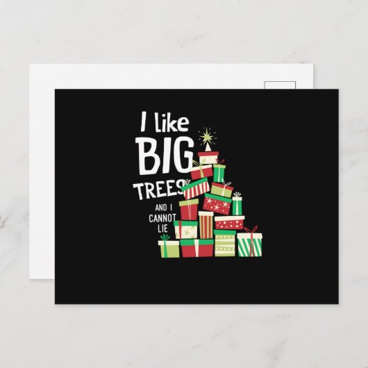 私は大きな木が好きで、クリスマスツリーは倒せない シーズンポストカード (正面/裏面)