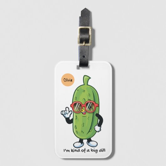 私は大きな病気のようなものだ |サングラスを着たピクルス ラゲッジタグ (正面縦)