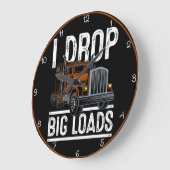 私は大きな荷を降ろすトラック運転手 ラージ壁時計 (傾斜)