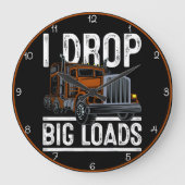 私は大きな荷を降ろすトラック運転手 ラージ壁時計 (正面)