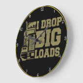私は大きな荷を降ろすトラック運転手 ラージ壁時計 (傾斜)