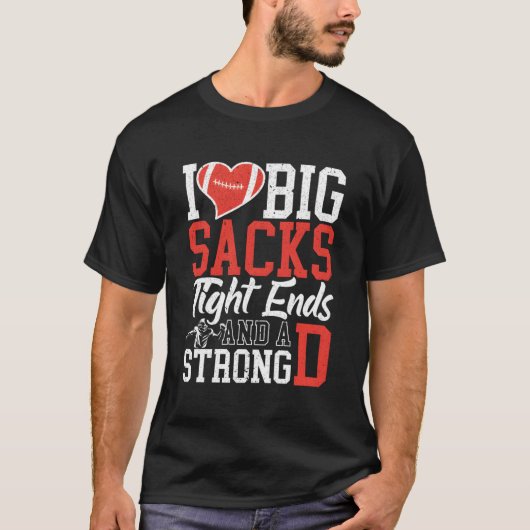 私は大きな袋のタイトな端と強いDのフットバルが大好き Tシャツ (正面)