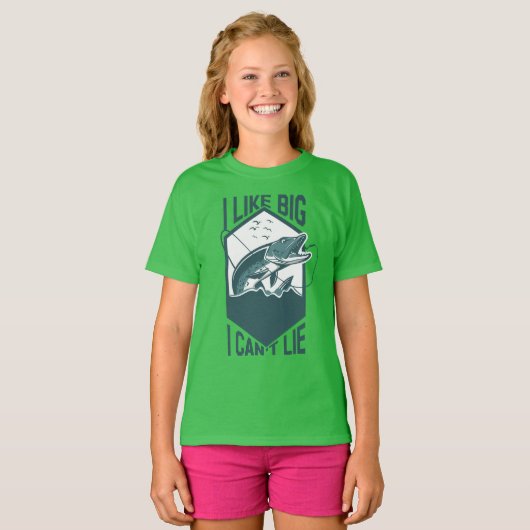 私は大きな魚が好きで、パイク噛みたくて嘘をつけない Tシャツ (正面フル)