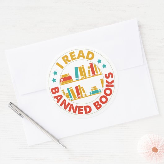 私は大き読なステッカーの本を禁止した ラウンドシール (封筒)