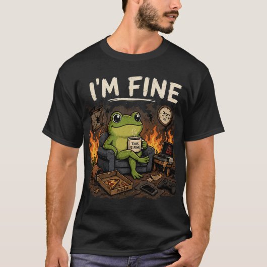 私は大丈夫 カエル これでいいんだ メーム アート Tシャツ (正面)