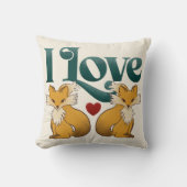 私は大好きキツネかわいいハート クッション (正面)