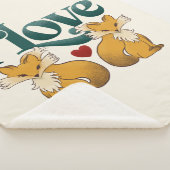 私は大好きキツネかわいいハート シェルパブランケット (3/4)