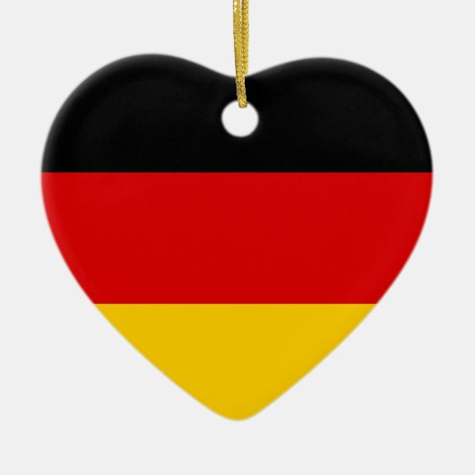 私は大好きドイツ黒レッド金ゴールド両面ハート セラミックオーナメント (正面)