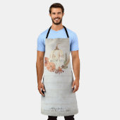 私は大好き秋かぼちゃおばあちゃん水の色の素朴木 エプロン (着用した状態)