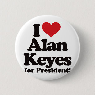 私は大統領のためのAlan Keyesを愛します 缶バッジ
