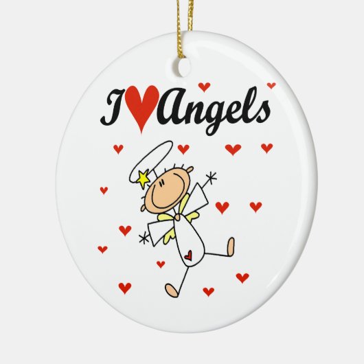 私は天使のTシャツおよびギフトを愛します セラミックオーナメント (左)