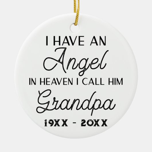 私は天使を天国に持って彼を祖父と呼ぶ セラミックオーナメント (正面)