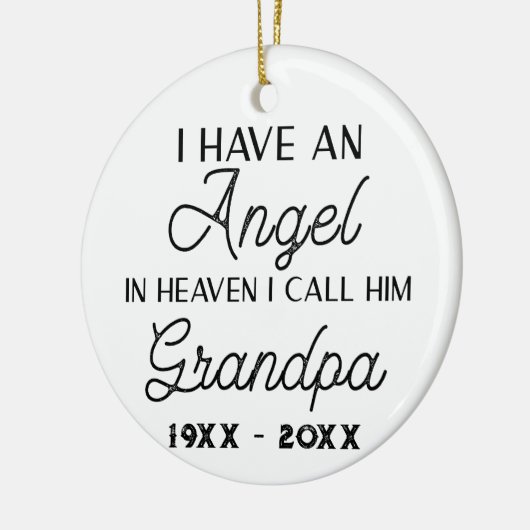 私は天使を天国に持って彼を祖父と呼ぶ セラミックオーナメント (左)