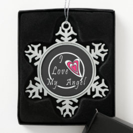 私は天使を愛している スノーフレークピューターオーナメント