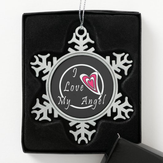 私は天使を愛している スノーフレークピューターオーナメント (ボックス)