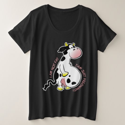 私は太っているのではなく、ただ妊娠しているだけ プラスサイズTシャツ (デザイン正面)