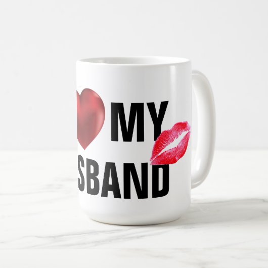 私は夫のマグバレンタインデーの贈り物アイディア コーヒーマグカップ (正面右)