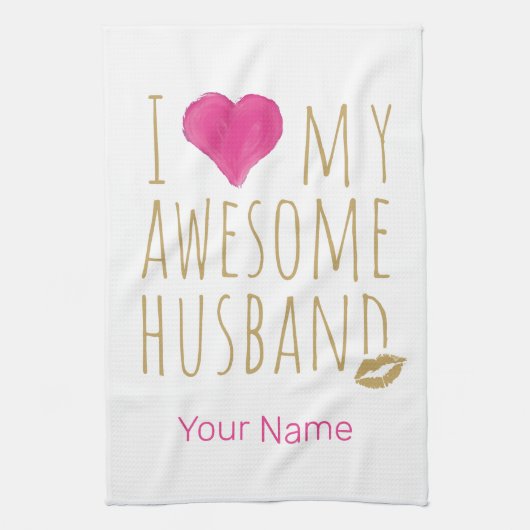 私は夫素晴らしの結婚記念日が好き キッチンタオル (縦)