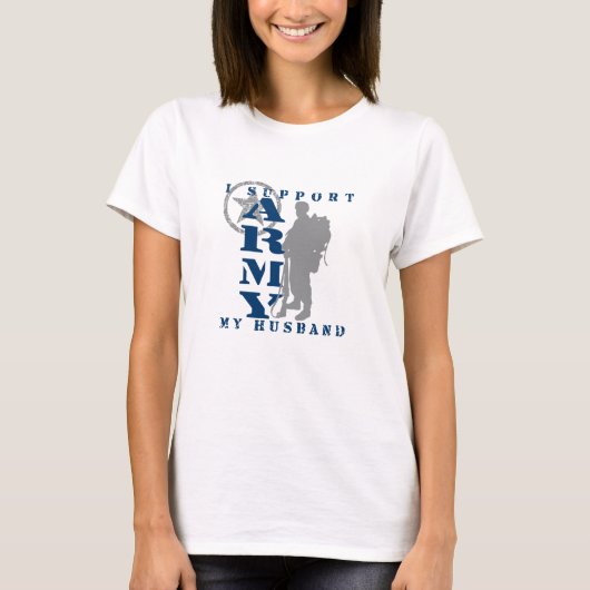 私は夫2を-軍隊支えます Tシャツ (正面)