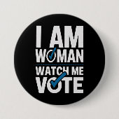 私は女だ 私の投票を見て ヴィンテージ 缶バッジ (正面)