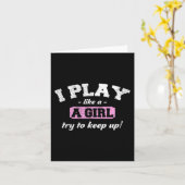 私は女の子が好き遊を知っている – おもしろいスポーツのサッカーのバースケー カード (黄色い花)