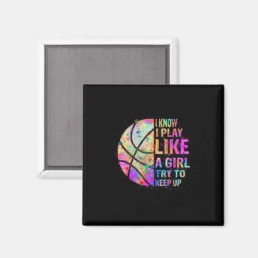 私は女の子が遊バスケットを上げようとしているよ保うに知っている マグネット (正面/裏面)