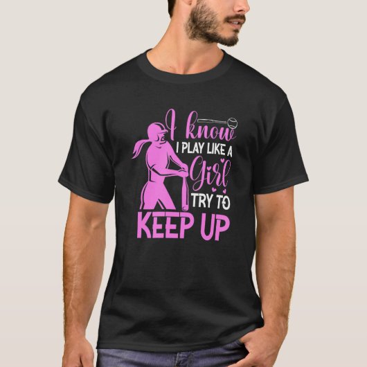 私は女の子が遊野球を始めるのが好きだと知保っている Tシャツ (正面)