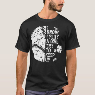 私は女の子が遊4つを上げようとするのを知保っている Tシャツ