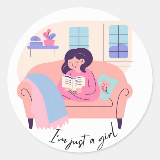 「私は女の子だ」のステッ読カー ラウンドシール (正面)