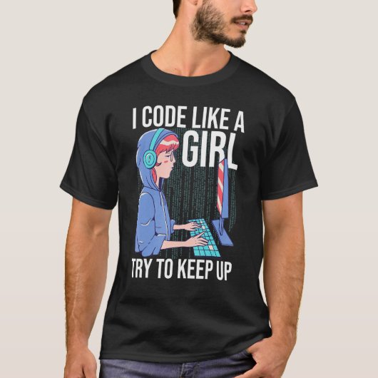 私は女の子のようにコードを2を上保げようとする Tシャツ (正面)