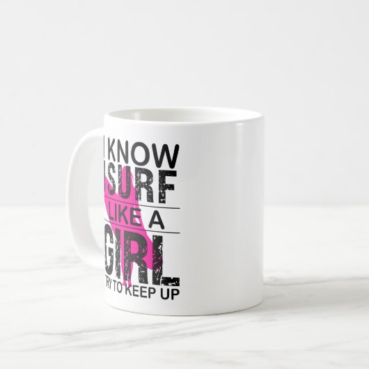 私は女の子のようにサーフィン、保サーフィンギフト コーヒーマグカップ (正面左)